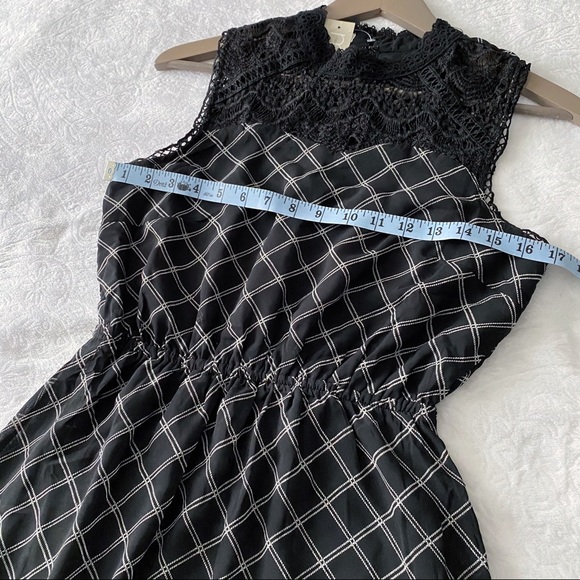 NWT Black Lace High Neck Plaid Dress vintage style LBD - Picture 6 of 10